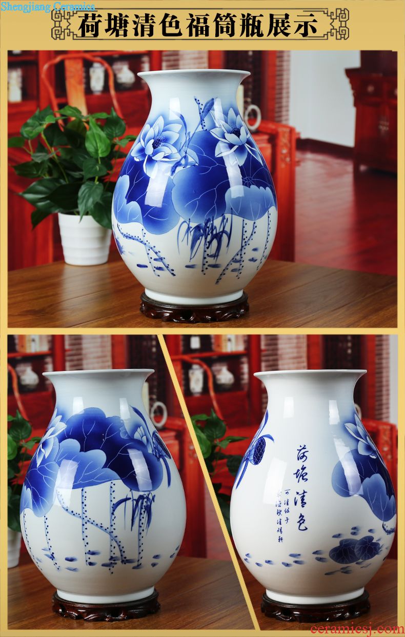 Jingdezhen ceramics gold glaze fragrant lotus powder enamel vase contemporary sitting room adornment furnishing articles of handicraft gift study