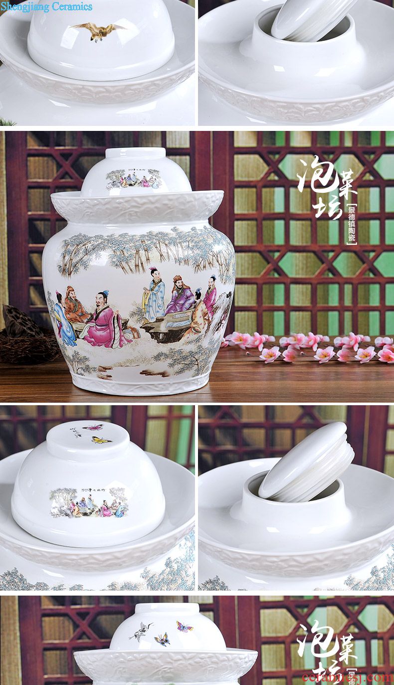Jingdezhen 1 catty ceramic bottle 1 catty capacity four cheongsam beauty JinHe packing seal wine wine jar