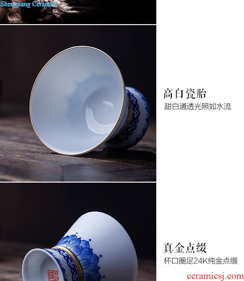 Santa hand-painted ceramic fair mug pastel lotus Jingdezhen kung fu tea set celadon tea and a cup of tea ware