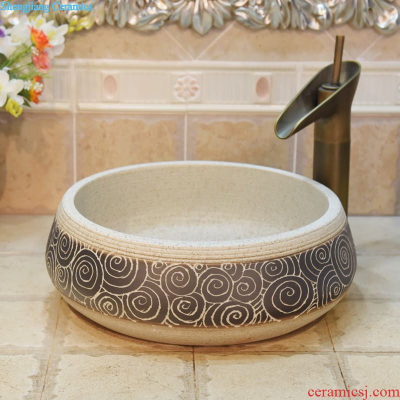 JingYuXuan jingdezhen ceramic bowl lavatory basin stage art lavabo waist drum grey black coil basin that wash a face