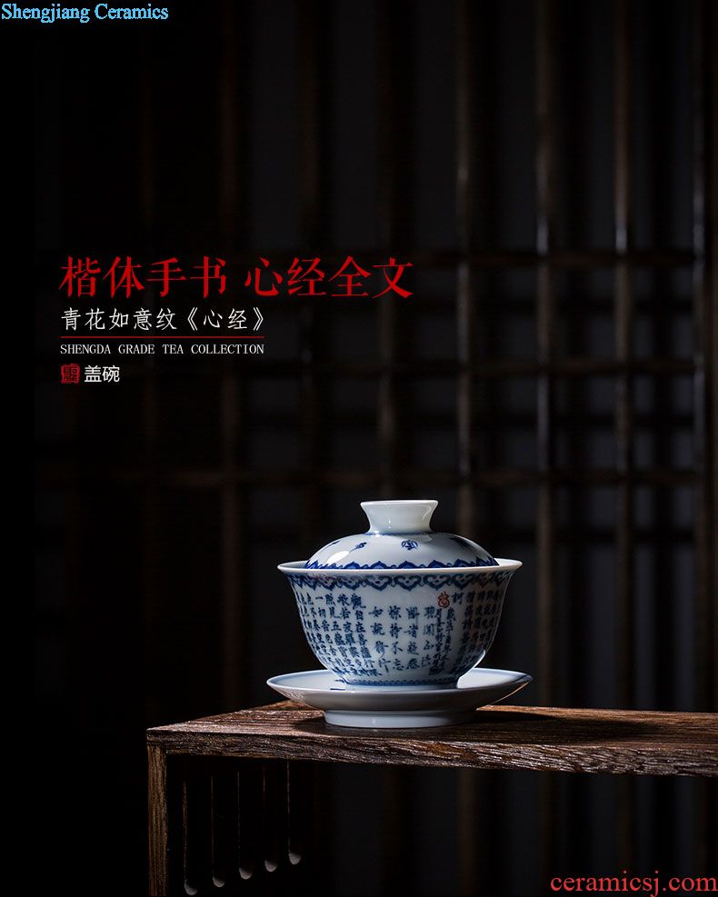 Holy big ceramic kung fu tea sample tea cup tea pile of gold at the end of the bodhi leaf cup all hand of jingdezhen tea service master