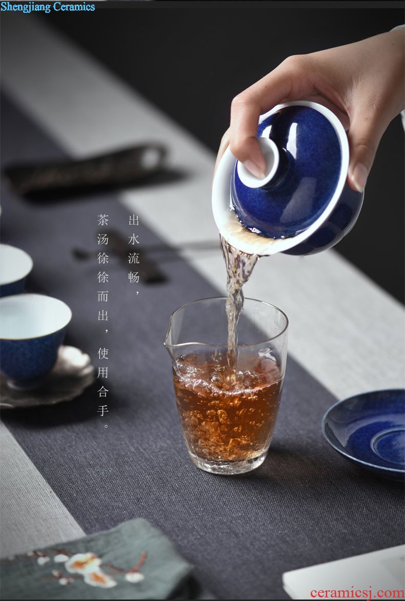 JingJun jingdezhen ceramics with blue colour sample tea cup kung fu tea cups Three tureen tea set cover cup master cup
