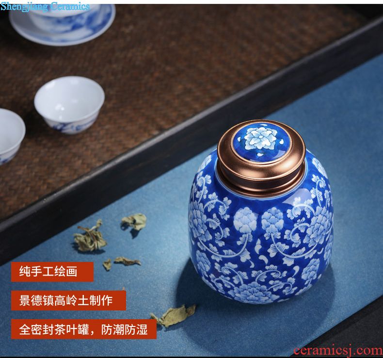 Jingdezhen ceramic tea cake tea gift box packaging household tea pot seal pot storage tank