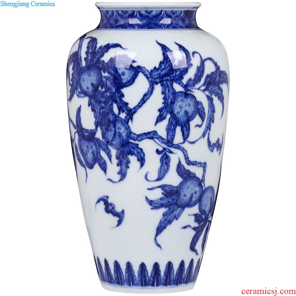 Jingdezhen blue and white jubilee ShouFuLu vase household ceramics furnishing articles imitation qing yongzheng flower arrangement sitting room adornment