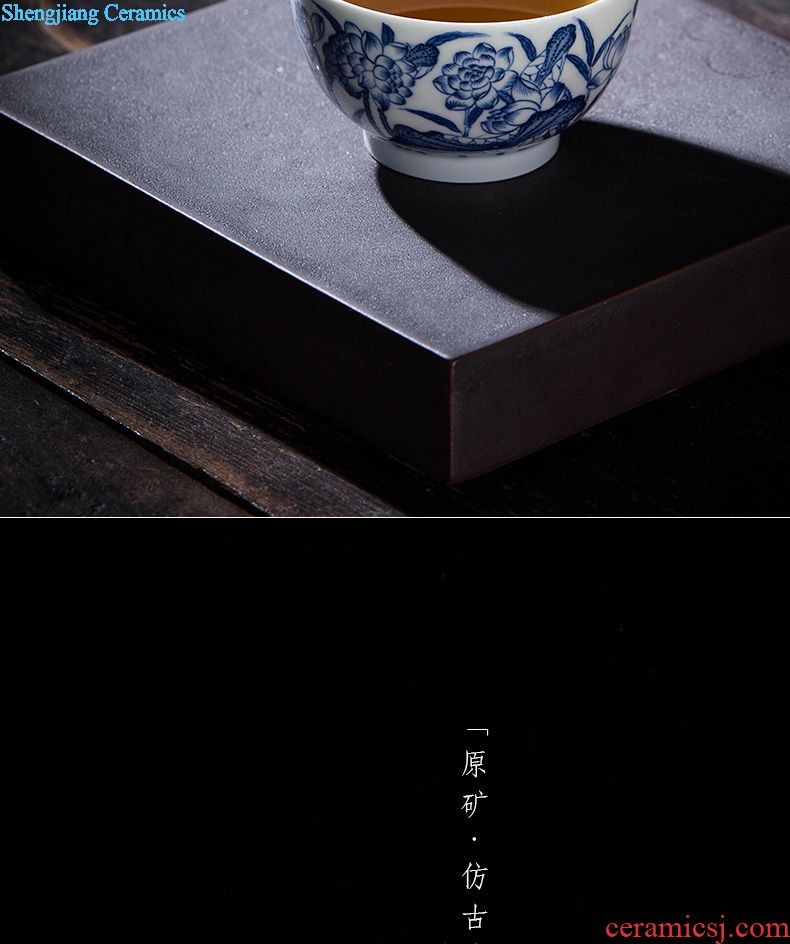 Holy big ceramic kung fu tea master cup hand-painted pastel poetic landscape cylinder cup jingdezhen tea sample tea cup