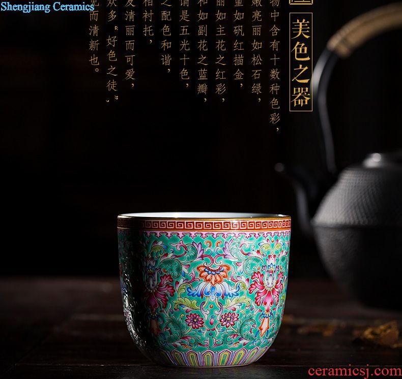 Holy big office cup hand-painted ceramic pastel landscape double painting with cover cup boss cup tea cup of jingdezhen tea service