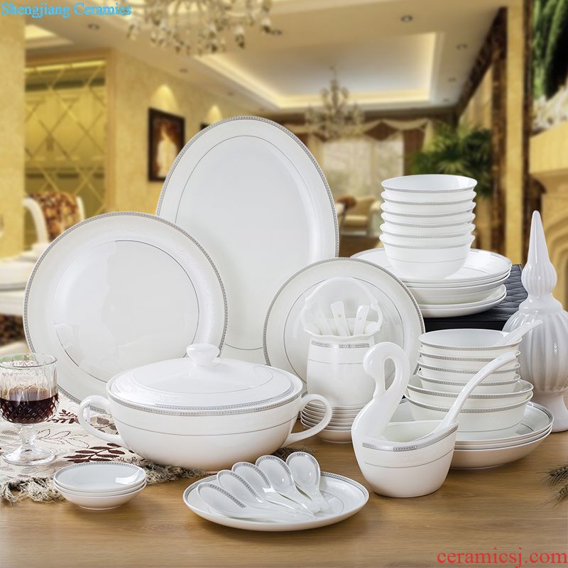 Tableware suit European contracted household bowls of bone plate dishes creative combination of pottery and porcelain bowl wedding gift set