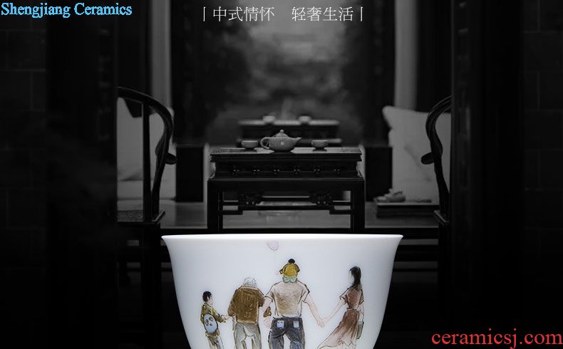 Santa jingdezhen ceramic handmade kung fu tea set hand-painted heavy crane figure teapot rarities single pot of pastel