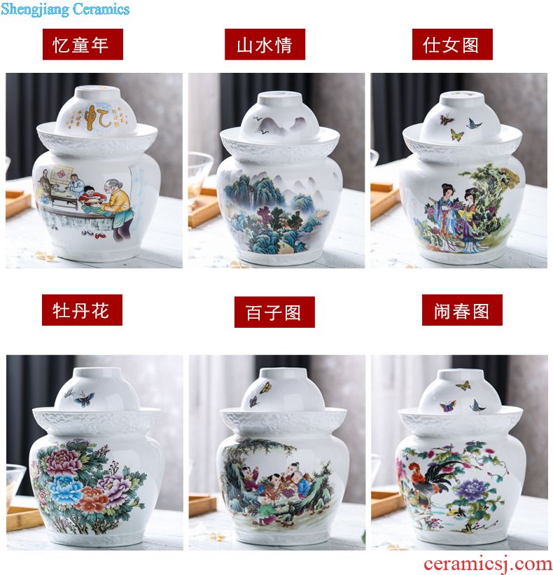 Crack glaze kiln tank barrel jars of jingdezhen ceramic bacon kimchi kitchen storage vessels
