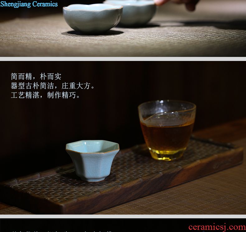 Three frequently hall jingdezhen your kiln crack cup travel a pot of a cup of tea suit portable hand grasp pot office