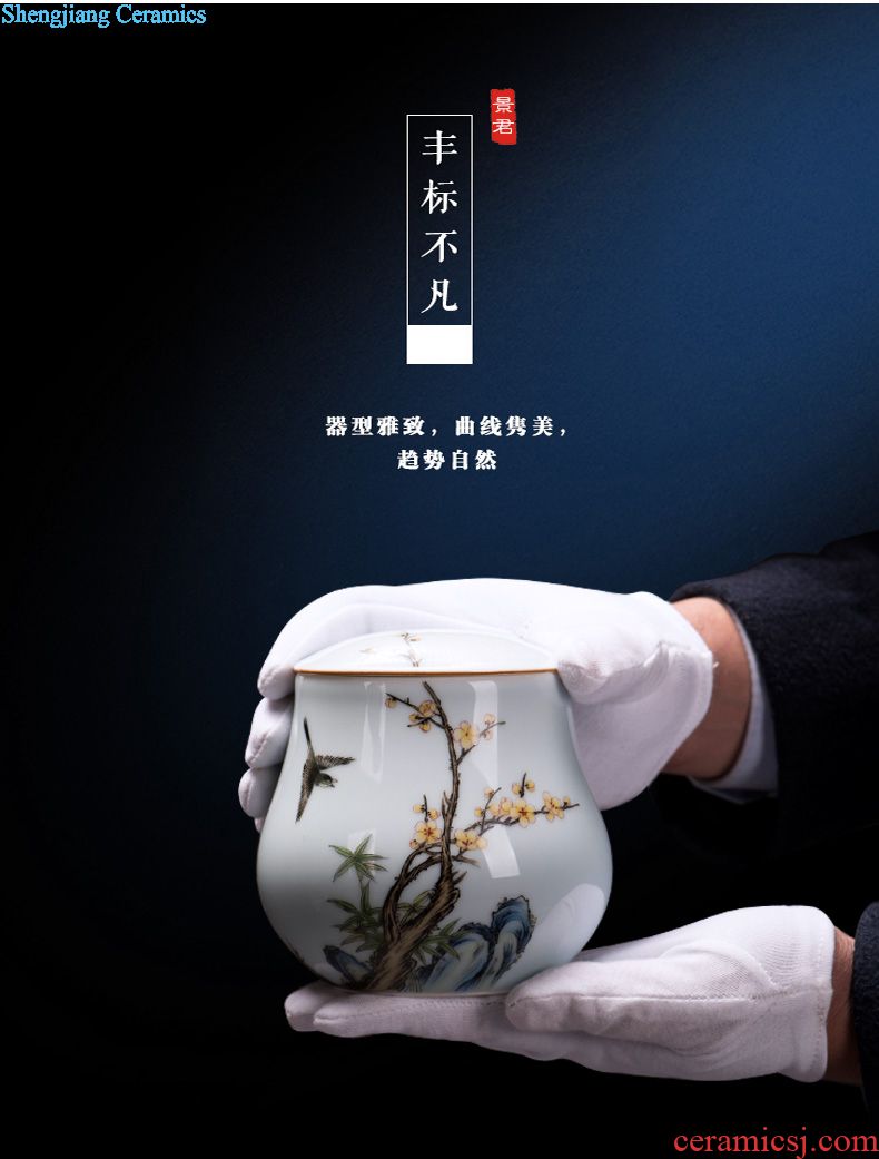 Jingdezhen manual powder enamel pot teapot small household kung fu tea kettle JingJun ceramic teapot