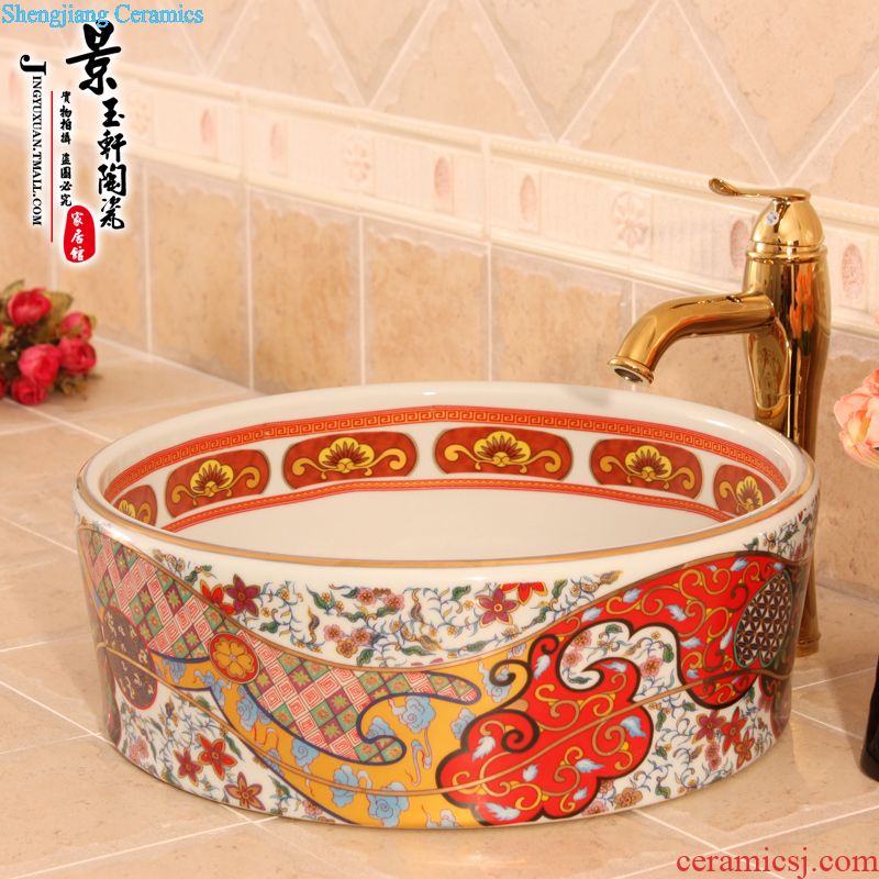 JingYuXuan high temperature ceramic lavatory basin stage basin to American rural style art roses