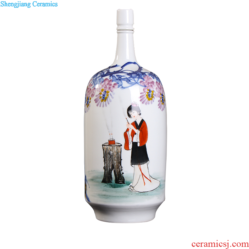 Archaize ceramic jars 20 jins 30 jins 50 it wine bottle with hip jingdezhen jars bubble wine jars