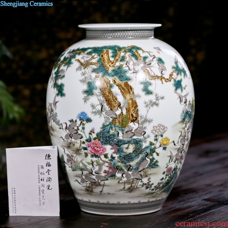 Jingdezhen ceramic hand-painted charactizing a new flower arrangement sitting room adornment of Chinese style household porcelain vase furnishing articles