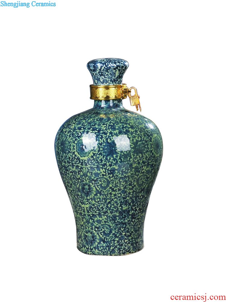 Jingdezhen ceramic bottle a kilo with household adornment blue glaze furnishing articles bottle liquor pot seal wine jar 1 catty