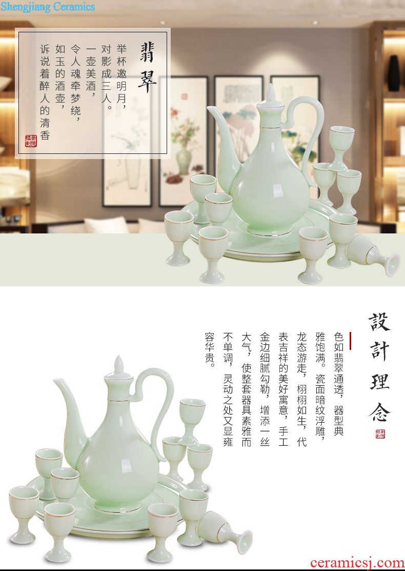 Jingdezhen ceramic wine suit household of Chinese style antique wine liquor pot of retro shochu points Japanese liquor cup