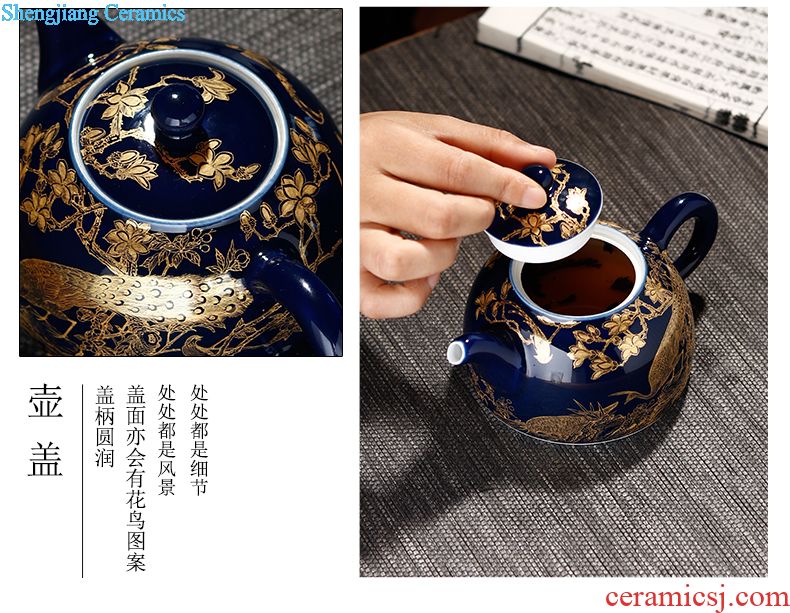 Jingdezhen ceramic teapot small single pot kung fu tea tea ware dharma famille rose porcelain teapot hand-drawn characters