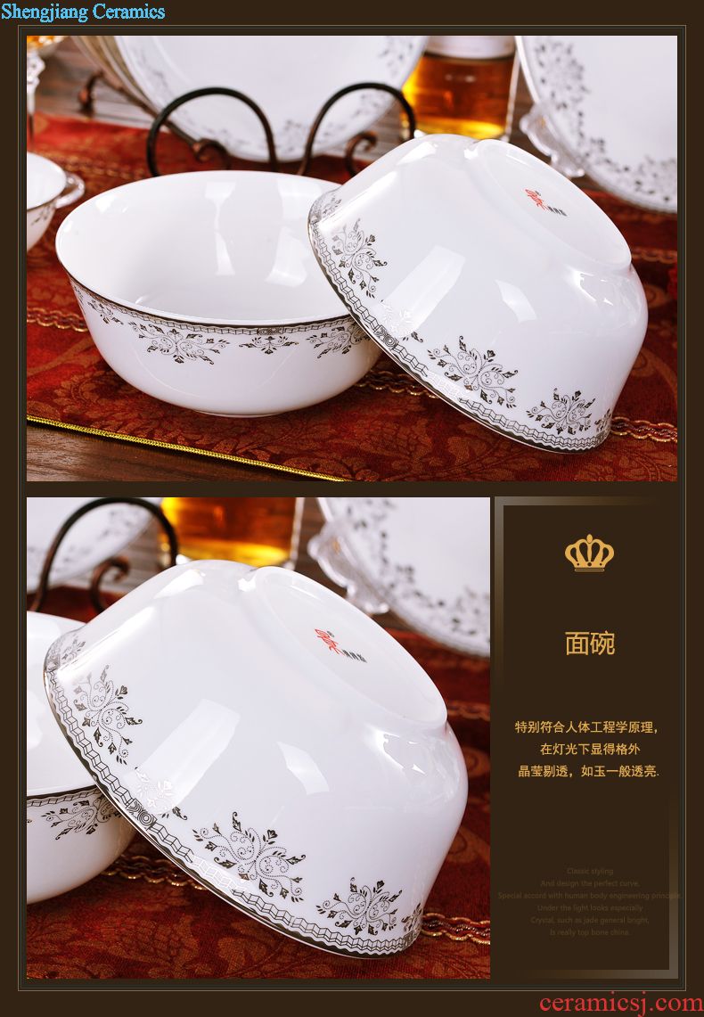 Delin bone porcelain tableware suit 56 bowl sets phnom penh dish dish spoon head Jingdezhen porcelain microwave use