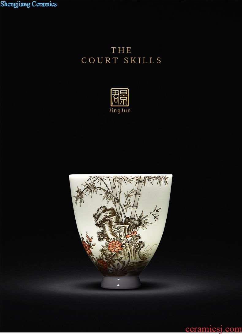 Hand-painted JingJun jingdezhen ceramics powder enamel pattern dragon all hand sample tea cup blue 1 single cup host
