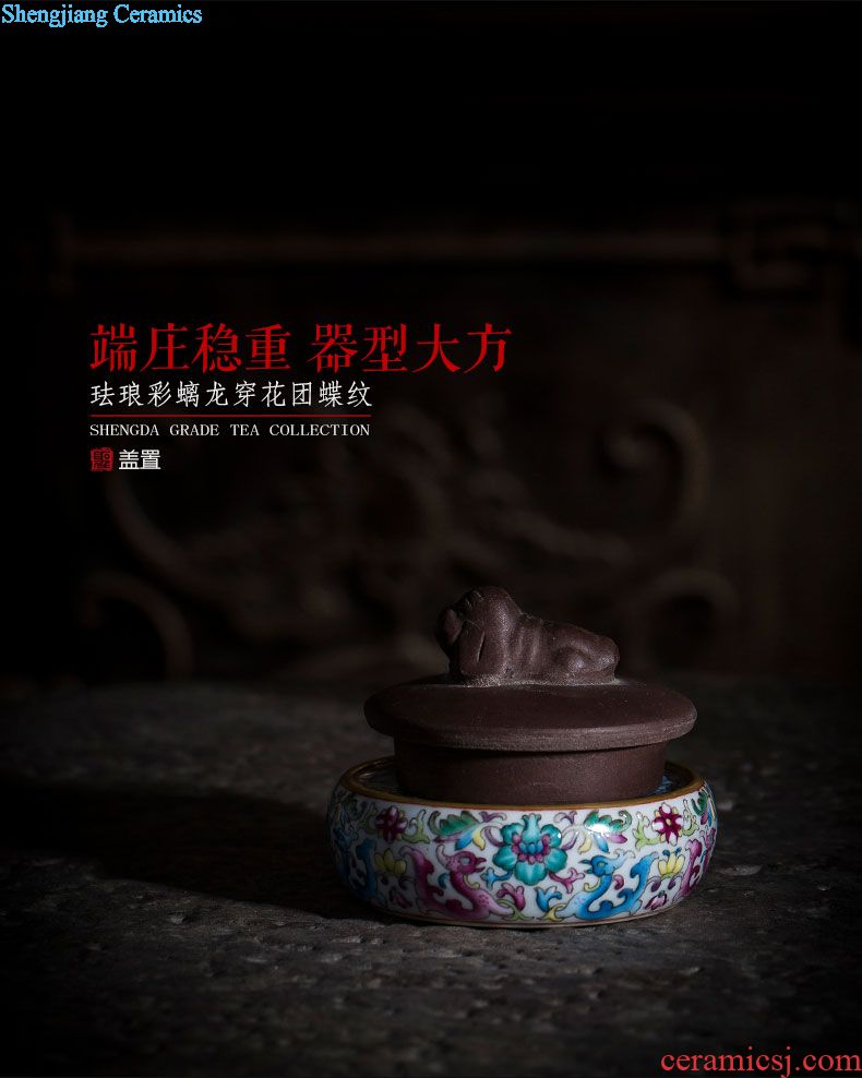 The big four omen inkpad box of jingdezhen ceramic yellow colored enamel bound to branch flowers butterfly tattoo ink pad