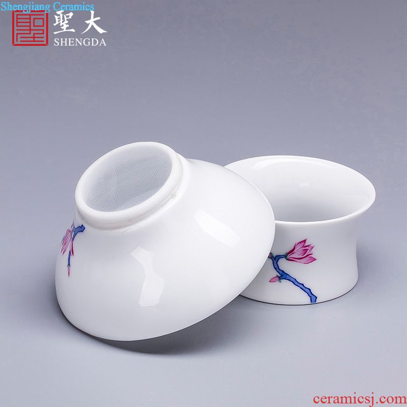 Holy big ceramic kung fu tea color suits hand-painted porcelain dou yulan eight head tureen jingdezhen set of tea cups