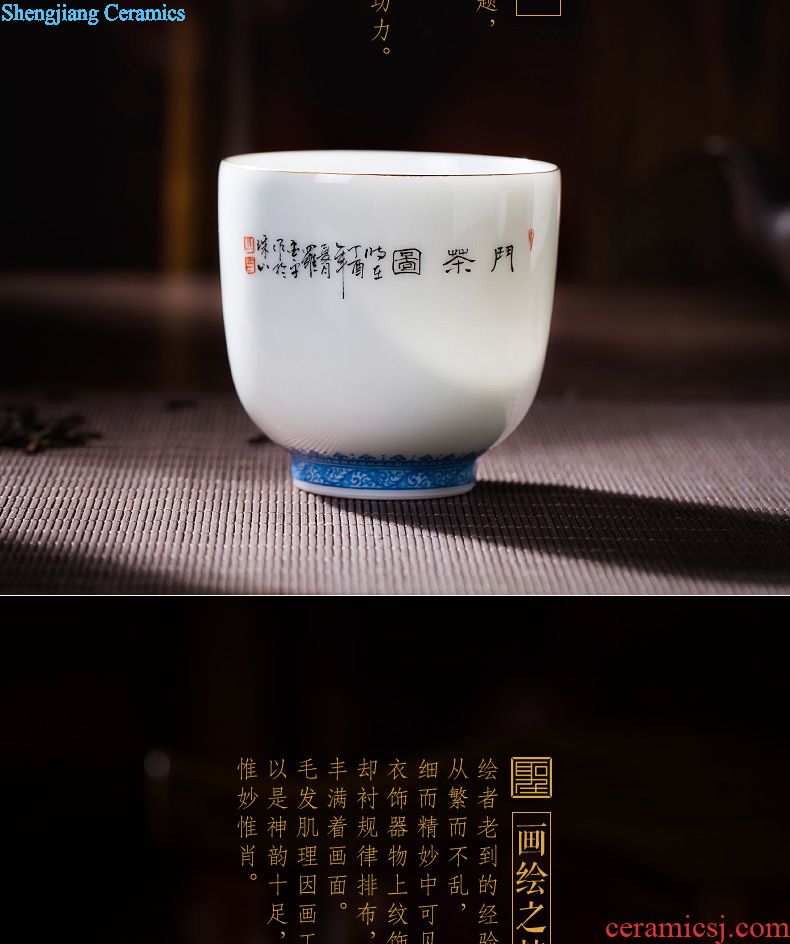 The big ceramic curios Hand-painted color ink paint in the front round body cup master cup all hand kung fu tea cups