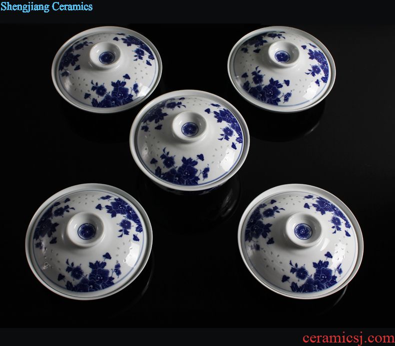 Jingdezhen four big co Blue and white and exquisite harmony is suit with cover heat preservation tableware suit four dish one soup mix