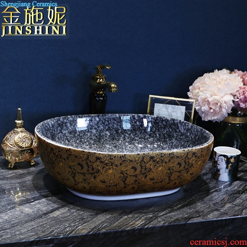 New Chinese style on the ceramic basin sink household toilet basin washing a face wash gargle oval art basin