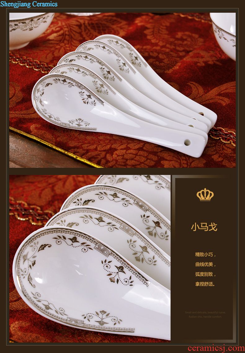 Delin bone porcelain tableware suit 60 head Jingdezhen ceramic dishes and plates spoons gift set porcelain