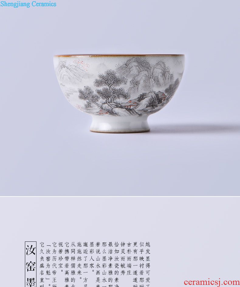 St large ceramic three tureen teacups hand-painted porcelain dou famille rose out of the water flying crane bowl of jingdezhen tea service
