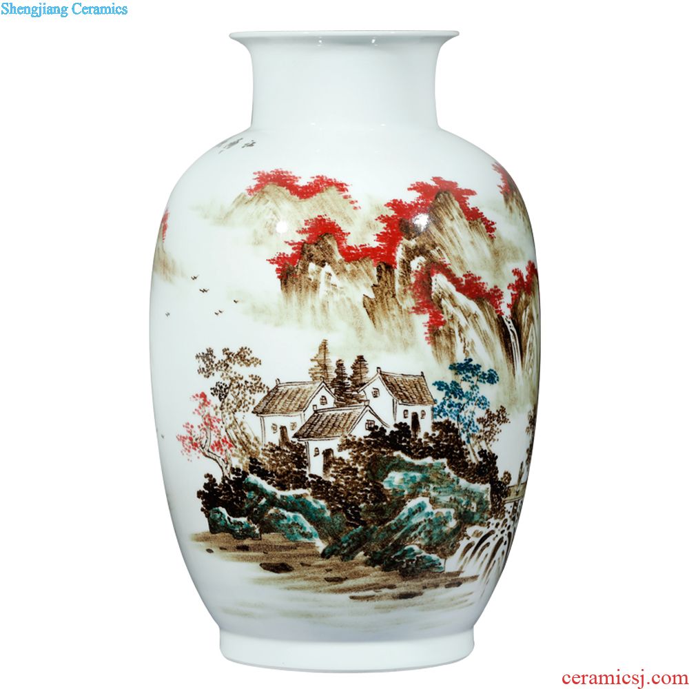 Jingdezhen ceramics furnishing articles imitation qing yongzheng blue-and-white youligong ears vase Chinese style household adornment ornament