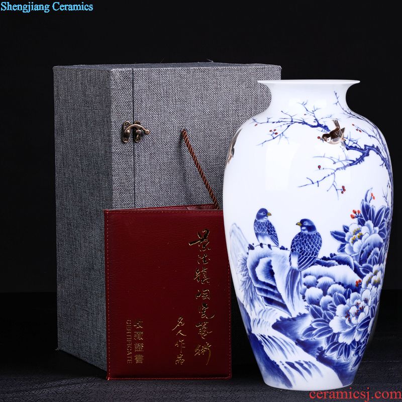 Jingdezhen ceramics vases, antique blue and white porcelain dragon bottle of new Chinese style household living room decoration