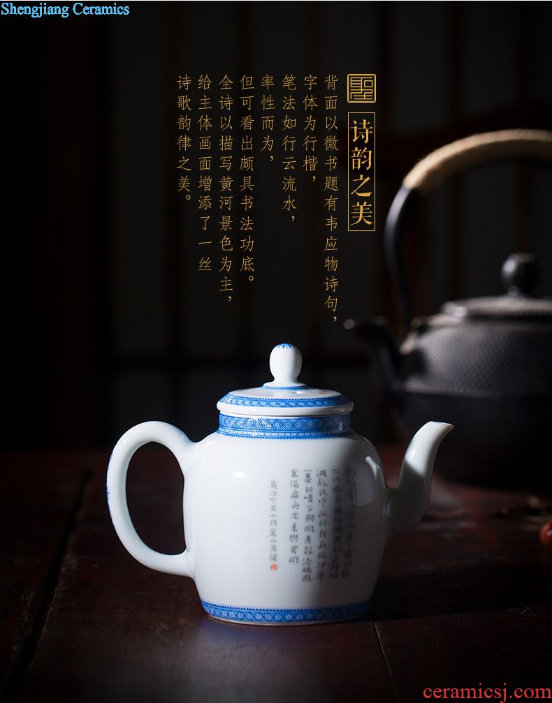 Holy big teapot hand-painted ceramic kung fu Dan heavy ink in the maple feibao teapot single pot of landscape of jingdezhen tea service