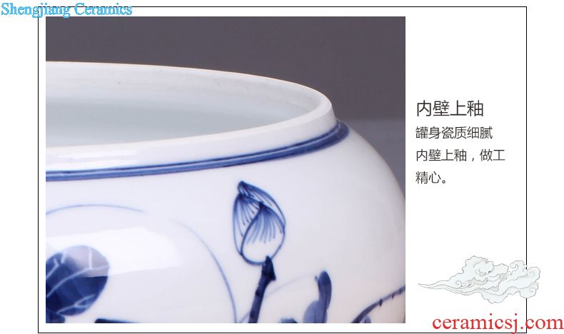 Jingdezhen ceramic moistureproof caddy retro puer tea canister to seal large creative general manual