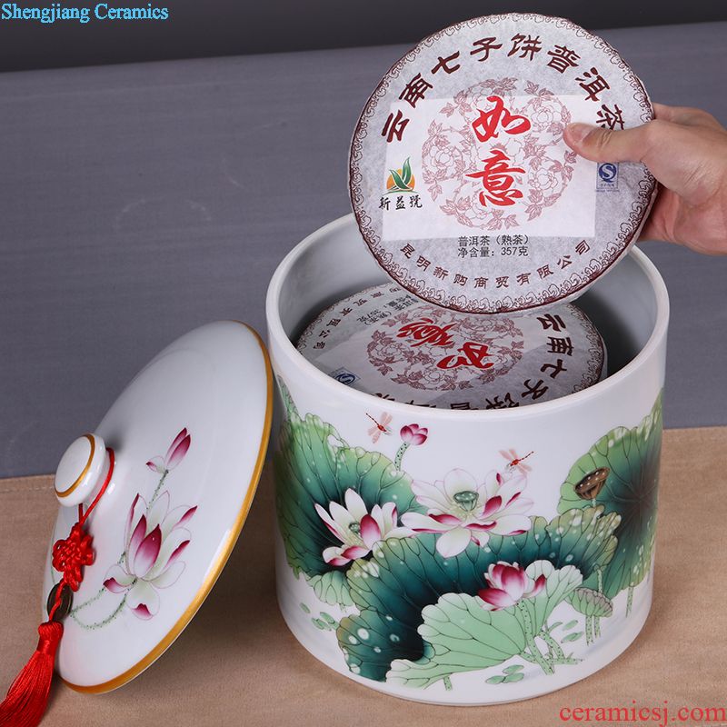 Jingdezhen ceramic grain storage tank food grains, sealed cans household caddy receive a case storage tanks