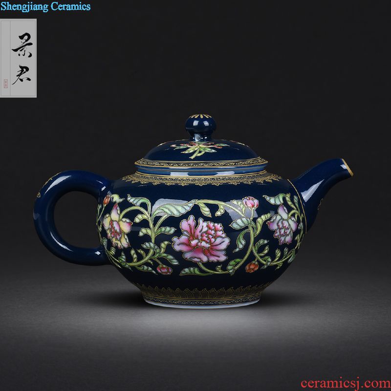 Jingdezhen hand-painted enamel teapot JingJun bound branches like a teapot kung fu tea pot home little teapot