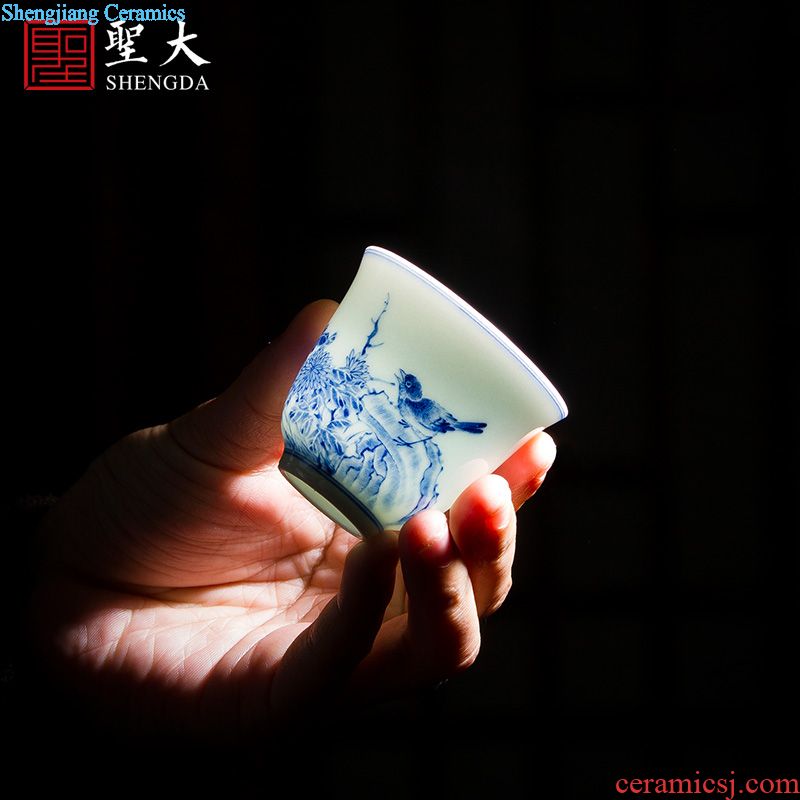 The big three to make tea tureen teacups hand-painted scenery of blue and white porcelain ceramic bowl full manual jingdezhen kung fu tea set