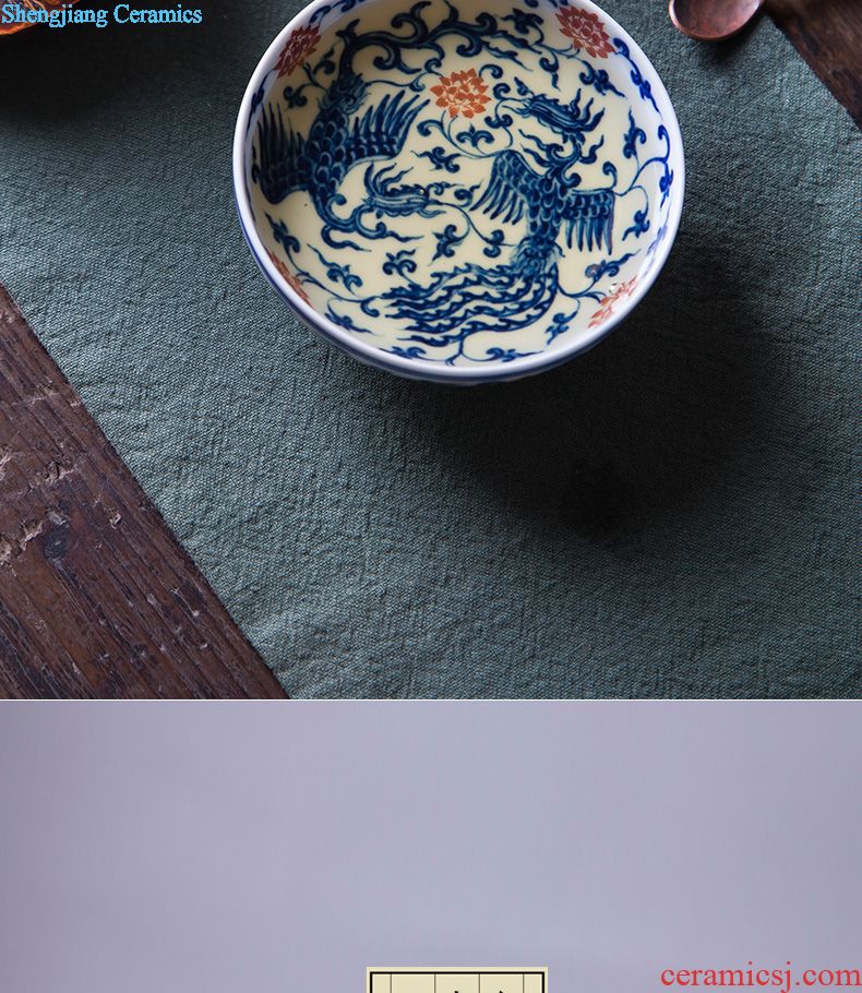 Jingdezhen blue and white sample tea cup hand-painted bei song poetry post oil, aromatic, round abdomen kung fu tea tea set collection level