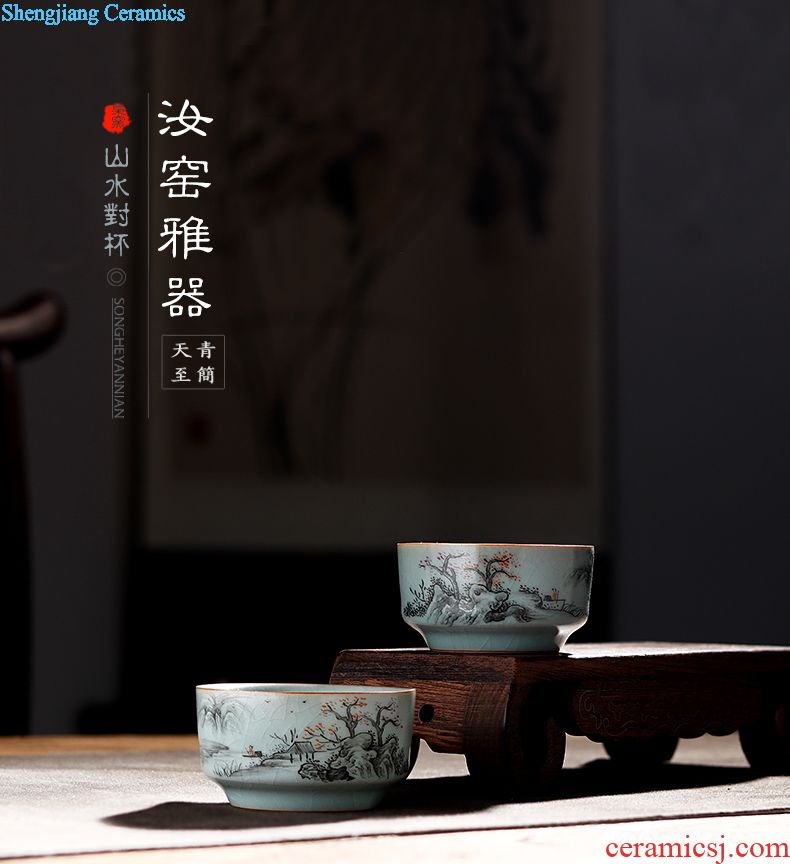 Jingdezhen tea set single glass ceramic cups of tea light colored enamel hand-painted kung fu master cup sample tea cup individual cup