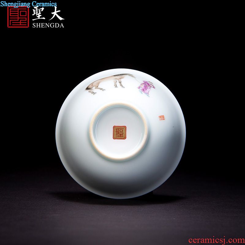 Holy big ceramic sample tea cup free hand-painted porcelain figure master weng travel cup one cup of jingdezhen kung fu tea set