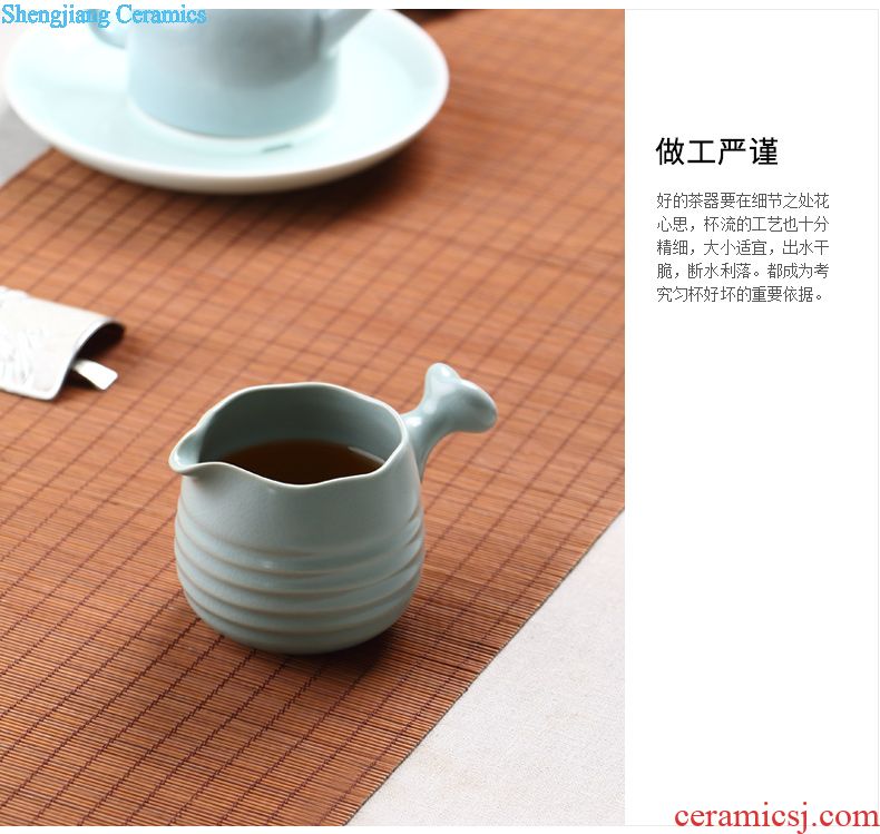 Drink to celadon bamboo tea tray trumpet contracted household ceramic tea set round water kung fu tea set solid wood pile