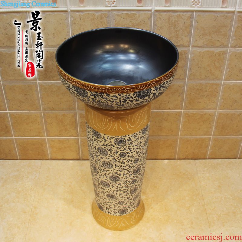 Jingdezhen JingYuXuan lotus pillar ceramic art basin waist drum broken bottom lavatory basin of wash basin