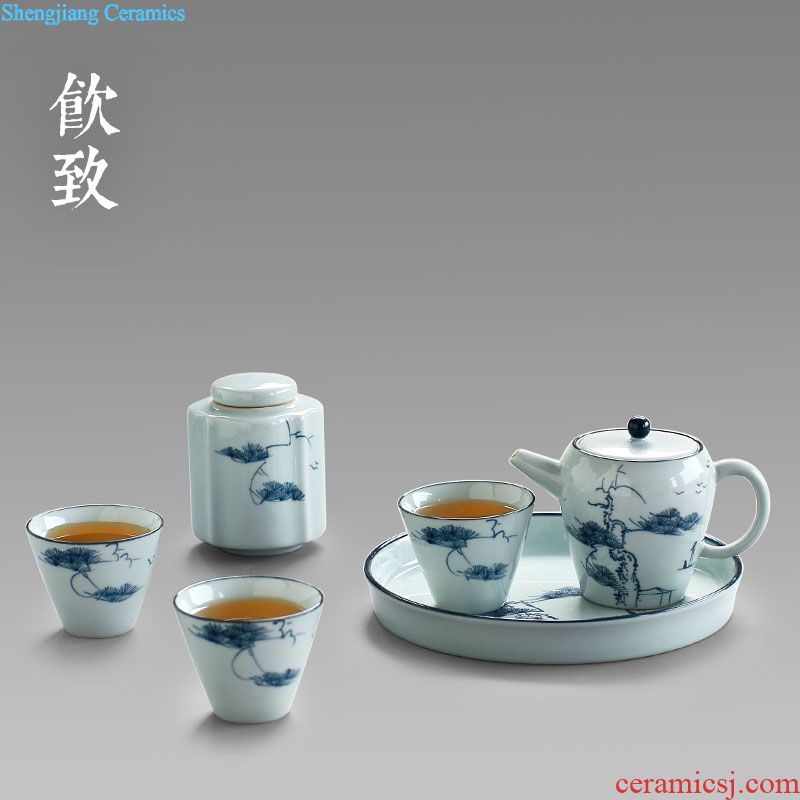 Drink to Jingdezhen antique hand-painted blue and white porcelain tea wash in hot water to wash large ceramic wash bucket cup tea ceremony with zero
