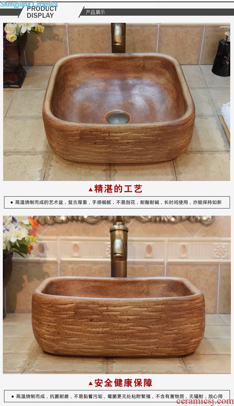 JingYuXuan jingdezhen ceramic art basin stage basin sinks the sink basin blue and white square chrysanthemum