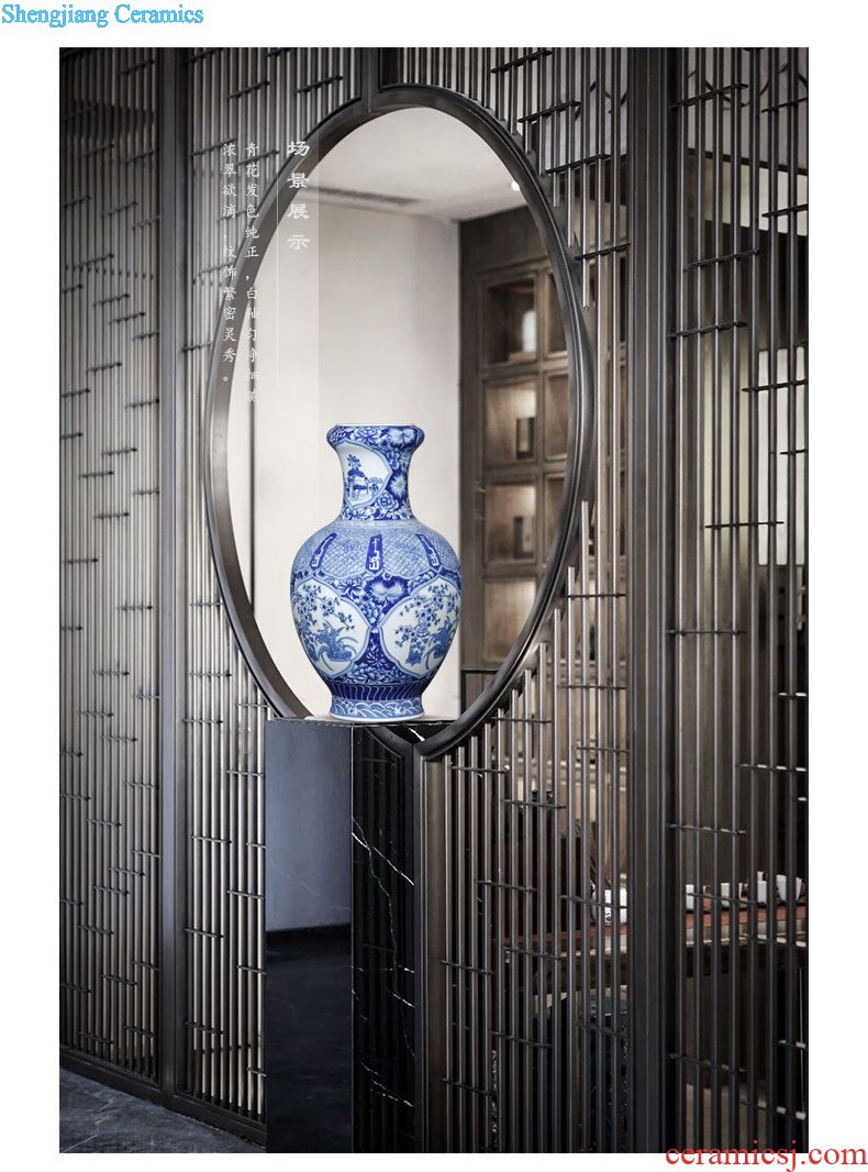 Hand-painted JingJun jingdezhen ceramics crafts are blue and white porcelain vases, flower arrangement sitting room of Chinese style household decorations