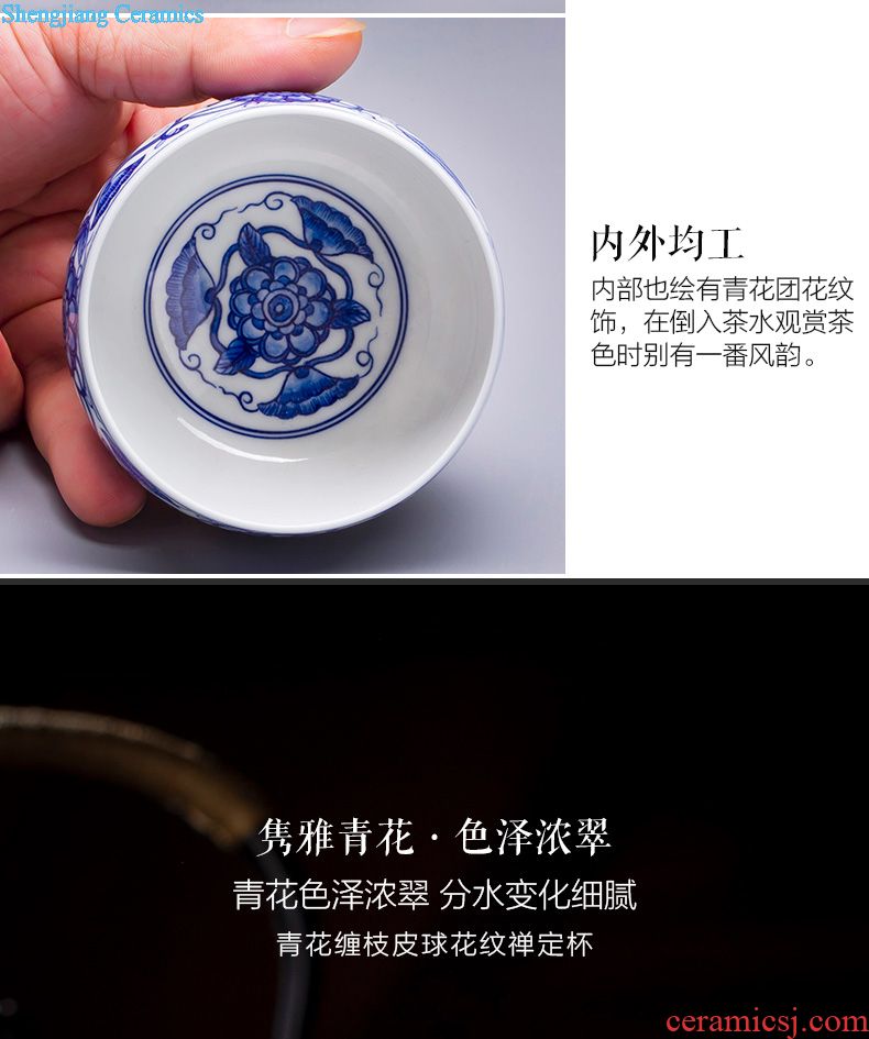 Holy big ceramic antique doucai bucket color flowers butterfly tattoo cup kung fu tea cups all hand of jingdezhen tea service