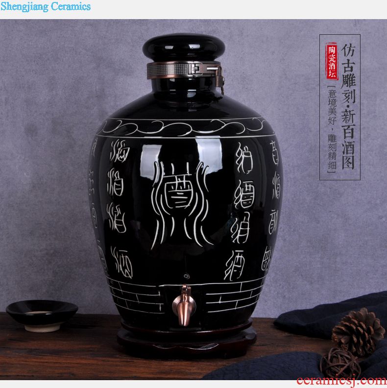 Jingdezhen ceramic barrel 20 jins 30 jins storage tank ricer box grain jar sealed tank meter box green fruit box