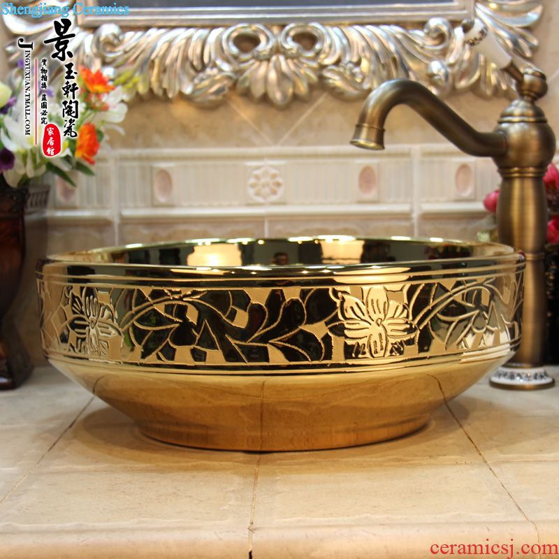 Jingdezhen ceramic stage basin to lavatory basin art imitation marble square has a tap hole 324 d 4