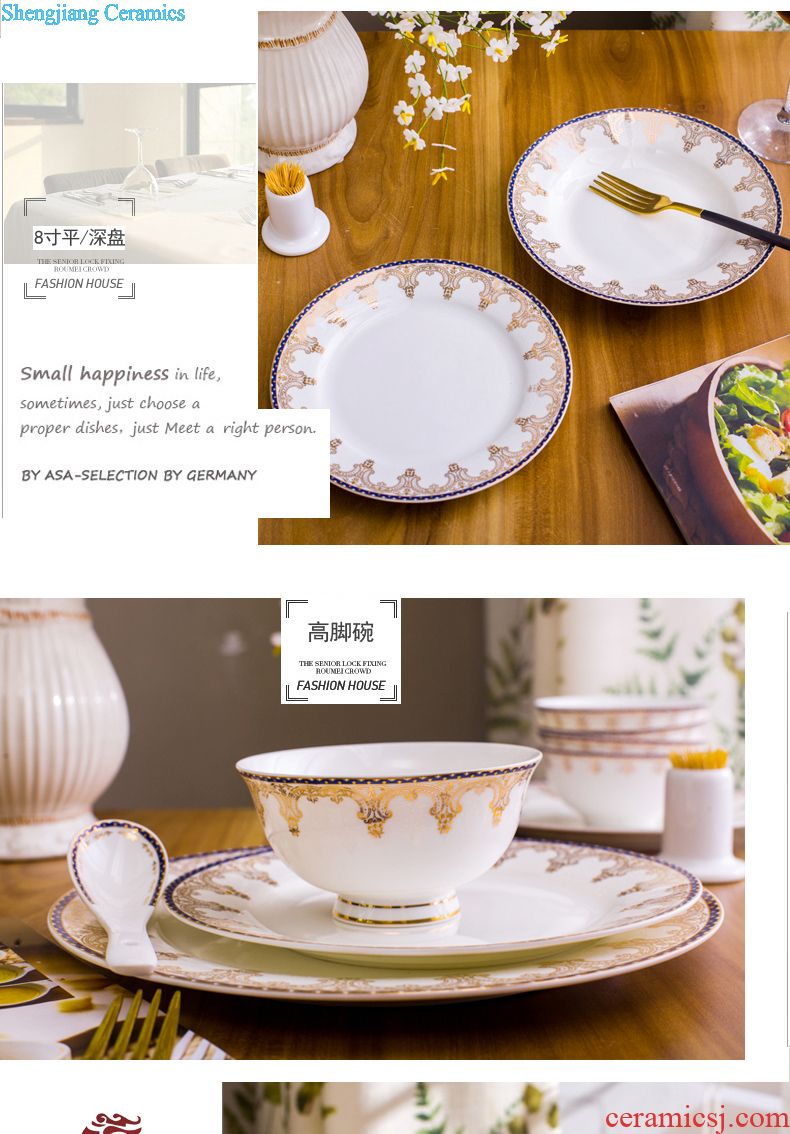 Bone China tableware suit Jingdezhen ceramics 70 high-grade hand-painted paint bowl dishes Chinese style gifts luxury