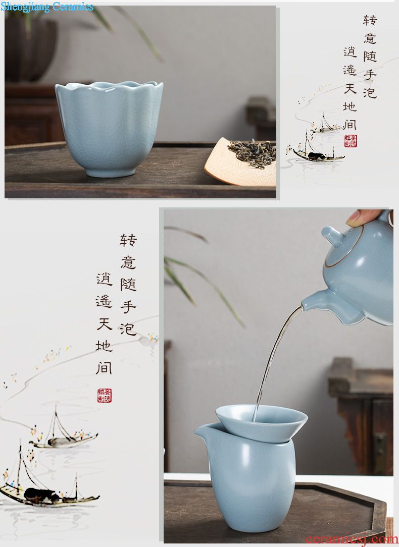Jingdezhen colored enamel high-grade ceramic tea set domestic high-grade Chinese antique teapot teacup tea tray package